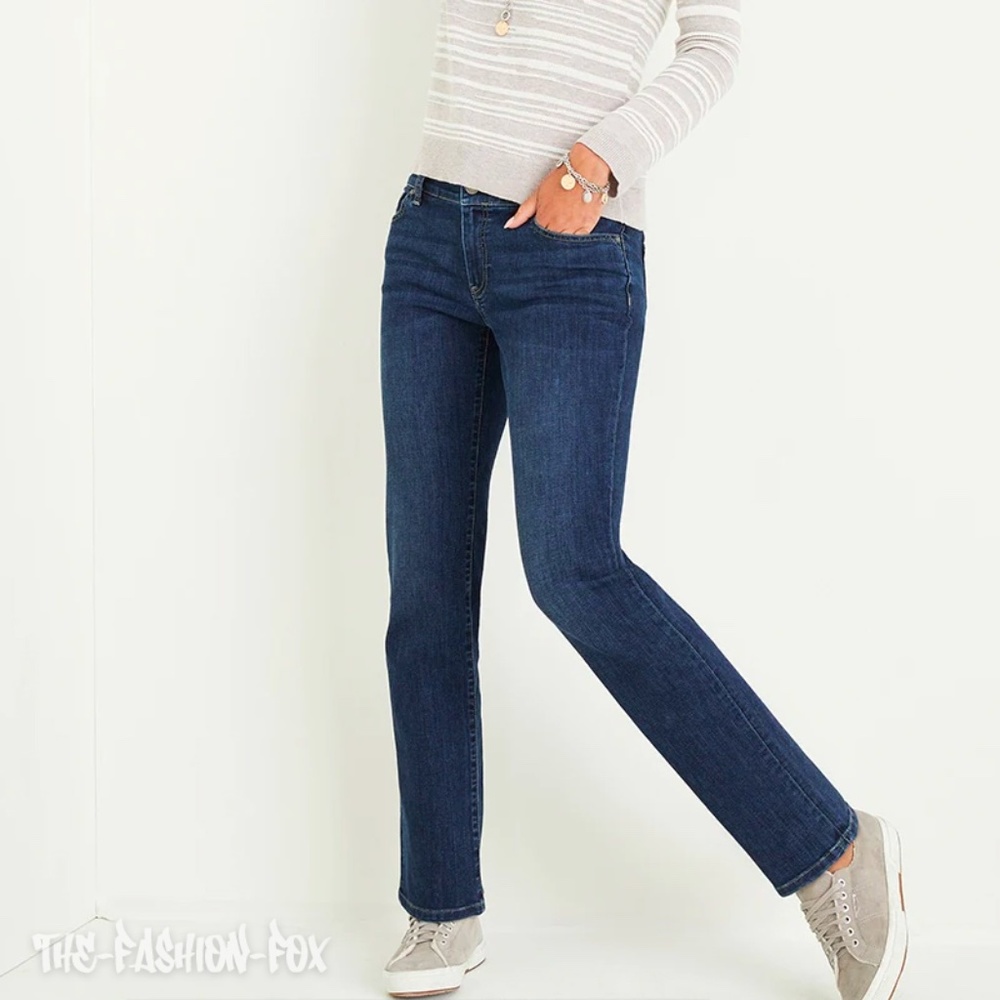 Chico's Mid-Rise Straight-Leg Jeans in Siesta Key Dark Wash Size 0 R (4 - S) NWT